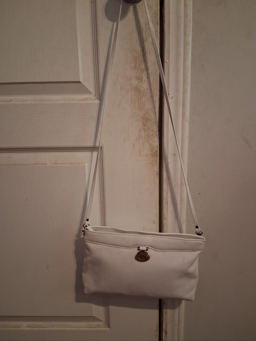 Vintage Etienne Aigner Cream Shoulder Bag with Gold Hardware